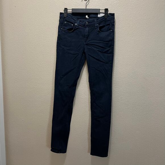 rag & bone Skinny Jeans Navy Blue Mid-Rise Dark Wash Cotton Stretch Size 28 - Picture 3 of 9